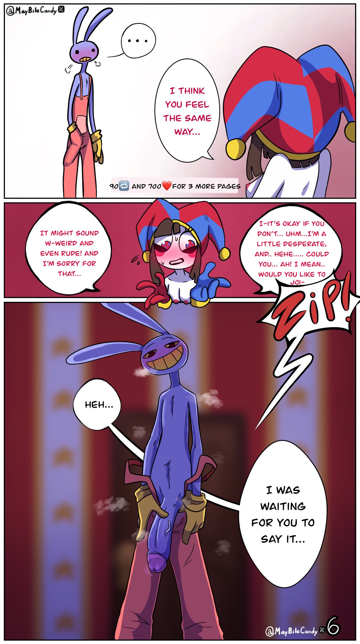 🔞May Candy🔞COMMISSIONS FULL 💌 55 on X: 🎪The Welcome Gift🎪 🔞The  Amazing Digital Circus porn-parody Comic🔞 Pages: 6 , 7 , 820 🔁90  retweets and ❤️700 likes 3 more pages ;D t.cozMJSDE2bbK  X