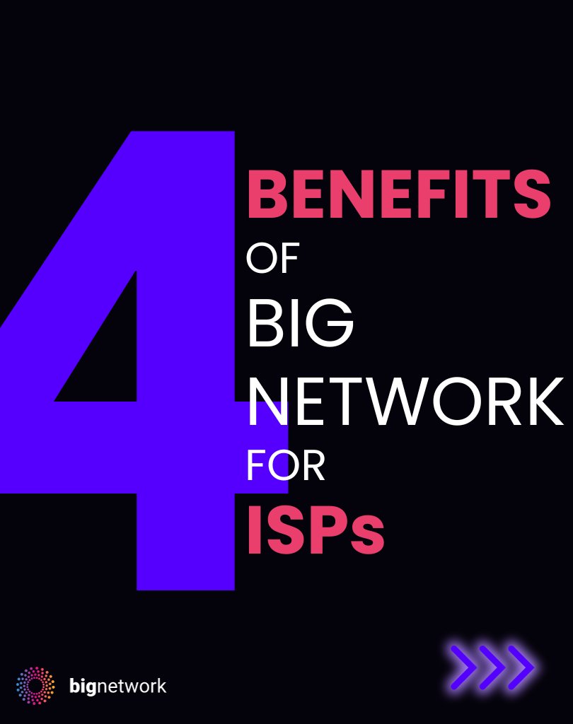 getbignetwork's tweet photo. The perfect partnership: Big Network &amp; ISPs. There are an innumerable reasons why, but here are 4 of the most important ones:

1. Offer higher SLAs
2. Increase ARPU
3. Offer high availability
4. Reduce truck rolls 

Learn more: https://t.co/nWL1NJ3TCN
#ISP #SLA #cloud #networking https://t.co/m5WhnXlOCl
