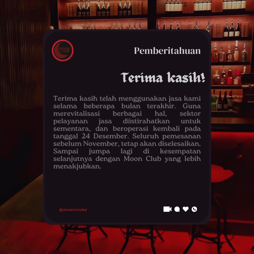 moonclube's tweet photo. ㅤ
ㅤ  𝗣𝗘𝗠𝗕𝗘𝗥𝗜𝗧𝗔𝗛𝗨𝗔𝗡  :  ANNOUNCEMENT 
ㅤㅤㅤ
ㅤㅤㅤTerima  kasih,  dan  sampai  jumpa  kembali  pada  24  Desember  mendatang.  𝘛𝘩𝘢𝘯𝘬  𝘺𝘰𝘶,  𝘢𝘯𝘥  𝘴𝘦𝘦  𝘺𝘰𝘶  𝘢𝘨𝘢𝘪𝘯  𝘰𝘯  𝘋𝘦𝘤𝘦𝘮𝘣𝘦𝘳  24𝘵𝘩.
ㅤㅤㅤ
ㅤㅤㅤ https://t.co/vjfUtJmFMg