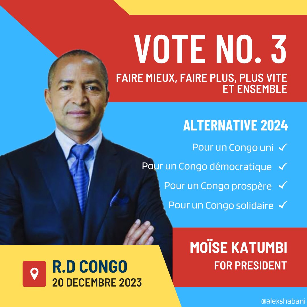 AlexShabani243's tweet photo. Avec le Président @moise_katumbi !
✅FARE PLUS
✅FAIRE MIEUX
✅PLUS VITE ET ENSEMBLE!
Pour un Congo #UNI, #DEMOCRATIQUE, #PROSPERE et #SOLIDAIRE. https://t.co/pydvfODuI6