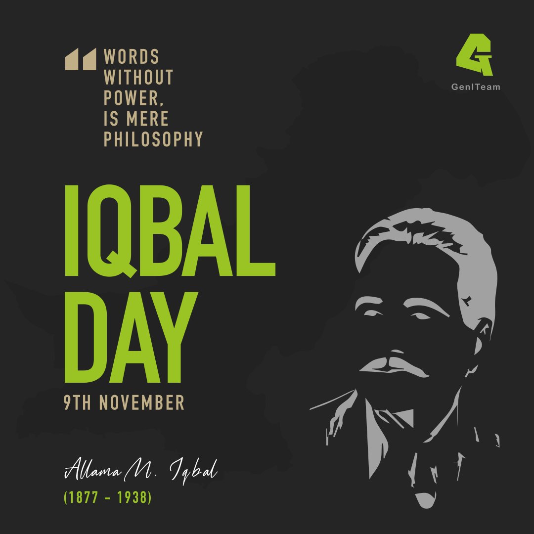 This Iqbal Day, we remember the visionary poet and philosopher, Allama Muhammad Iqbal, whose words continue to inspire and guide us even today.

#allamaiqbal #iqbalday #novemeber9 #geniteam