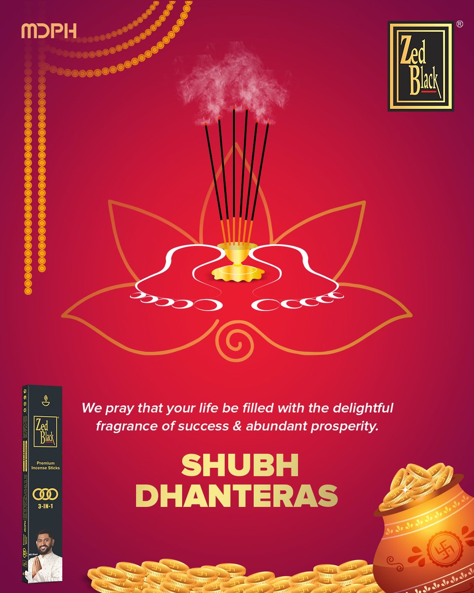 zedblackin's tweet photo. Happiest wishes of joy and prosperity!

#HappyDhanteras #Dhanteras2023 #Prosperity #ShubhDhanteras
#Zedblack #MDPH #IncenseSticks #MSDhoni #PrarthnaHogiSweekar #Manthan #ManthanZarooriHai #HrithikRoshan https://t.co/SBUO1ZD9A0