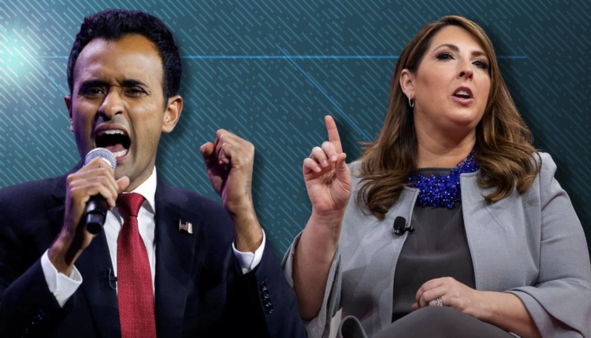 LeftoverNews's tweet photo. Presidential candidate @VivekGRamaswamy and @GOPChairwoman Ronna McDaniel represent @GOP teamwork built on love.
Vivek loves being an asshole and Ronna loves reaming assholes.
#ReamTeam https://t.co/tUO8PYXjon