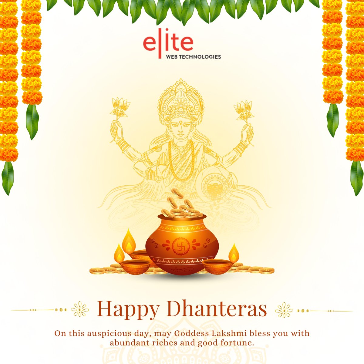 EliteWebTech's tweet image. Wishing you all a prosperous and joyous Dhanteras from Elite Web Technologies! May this auspicious occasion bring wealth, success, and happiness to your lives. 🌟✨ 

#HappyDhanteras #EliteWebTechnologies #Prosperity #HappyDiwali #Dhanteras #dhanteras2023 #TeamElite