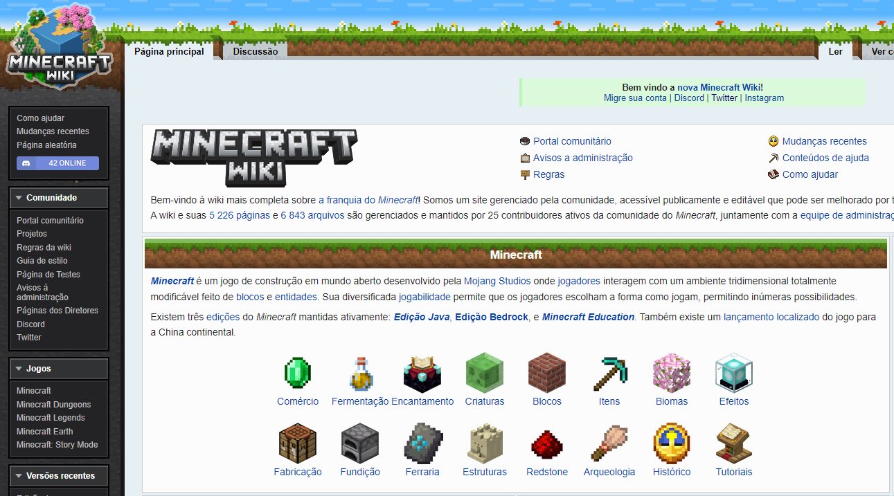 Comunidade de Minecraft on X: 🚨 AGORA: A Minecraft Wiki decidiu sair do  'Fandom' e finalmente tem uma nova wiki. Isso permitirá trazer novas  melhorias, como menos anúncios e tempos de carregamento