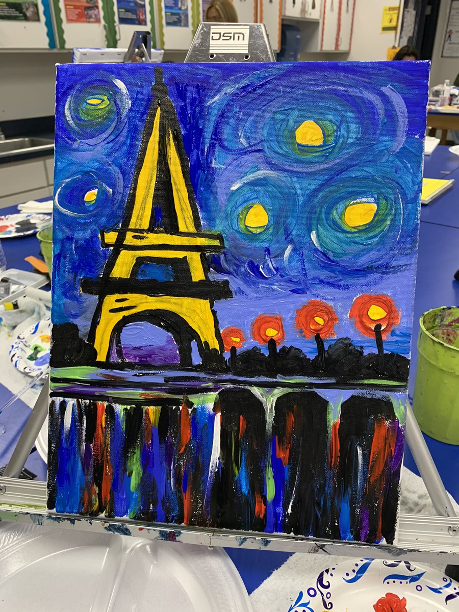 PAlcaraz_AHS's tweet photo. Mrs. Lang-Cholka guided French Club and Art Club step by step to recreate a painting of the Eiffel tower!!!! It was a wonderful activity!!!!🤩👩‍🎨👩‍🎨👩‍🎨👩‍🎨
#NationalFrenchWeek
#BetterTogether @Americas_HS https://t.co/IlquTmmqw5