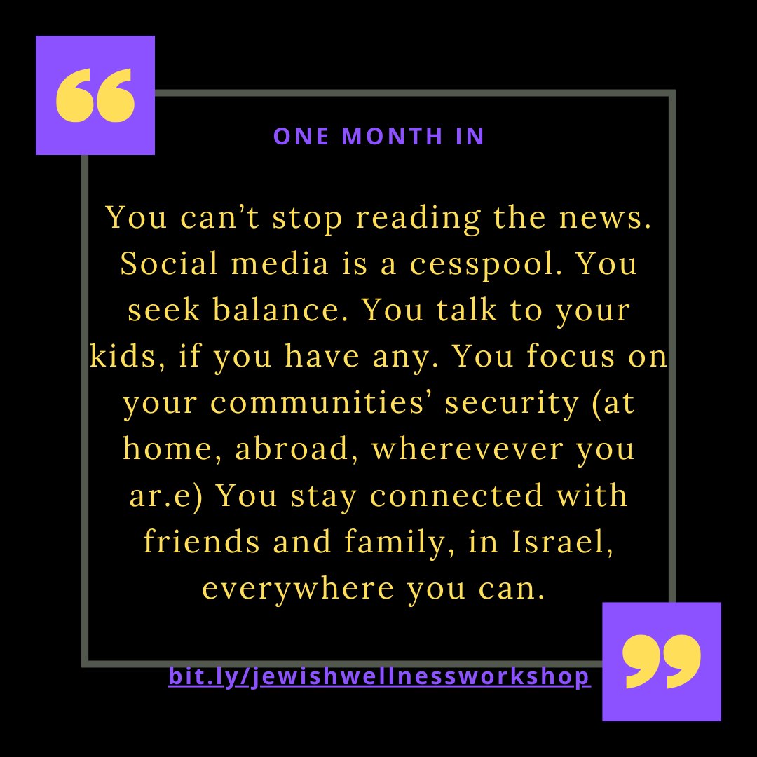 wisdomoriented's tweet image. One month there's a lot to do for #Israel and for #Jews  around the world. We need to stay as well as we can, too. #SelfCareMatters. #jewishwomen  and #jewishnonbinary people need support. If you want to talk about it, join me for this. #AmYisraelChai
  
bit.ly/jewishwellness…