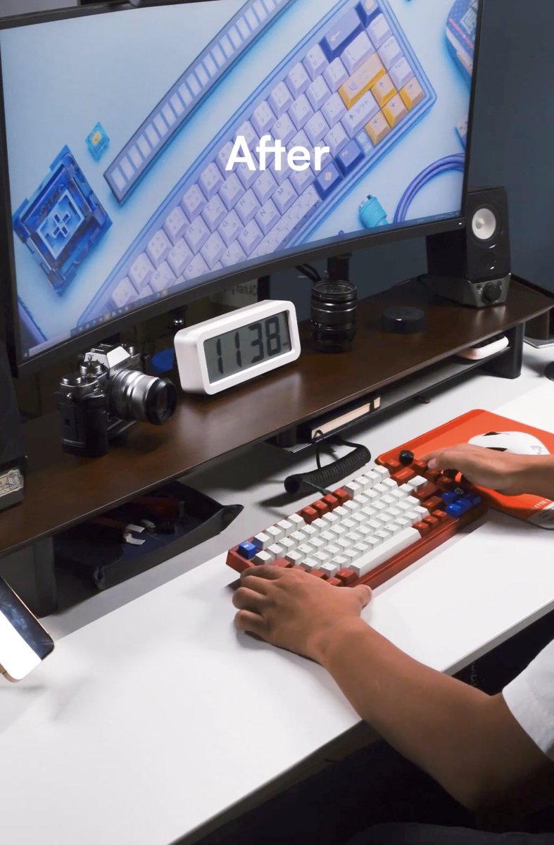 pressplayid's tweet photo. Before vs After: Using our NOOK Desk Shelf https://t.co/Qrb3zD6KXW