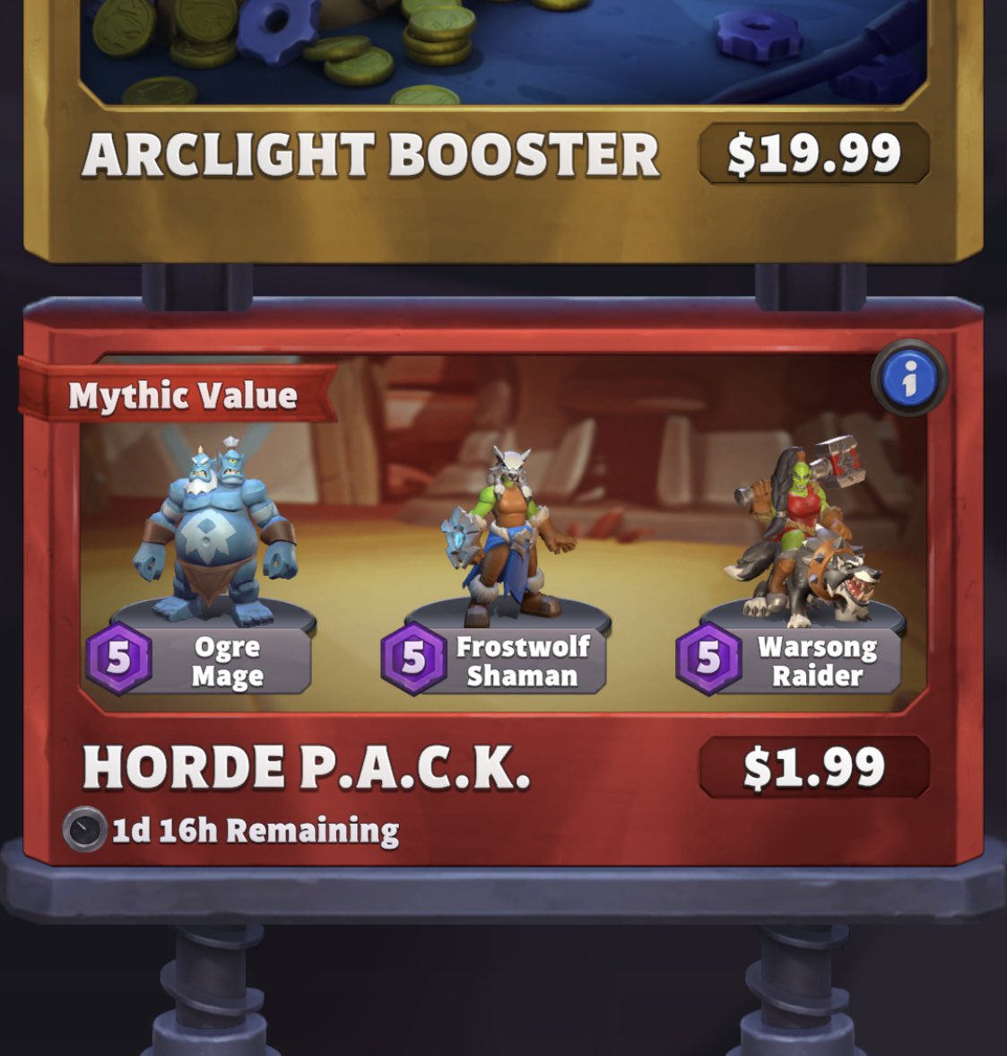 dugdug_o7's tweet photo. Any recommendations? Super early game, second Leader choice. Also, is the Horde pack worth buying?

#WarcraftRumble https://t.co/4SXM1AoR48