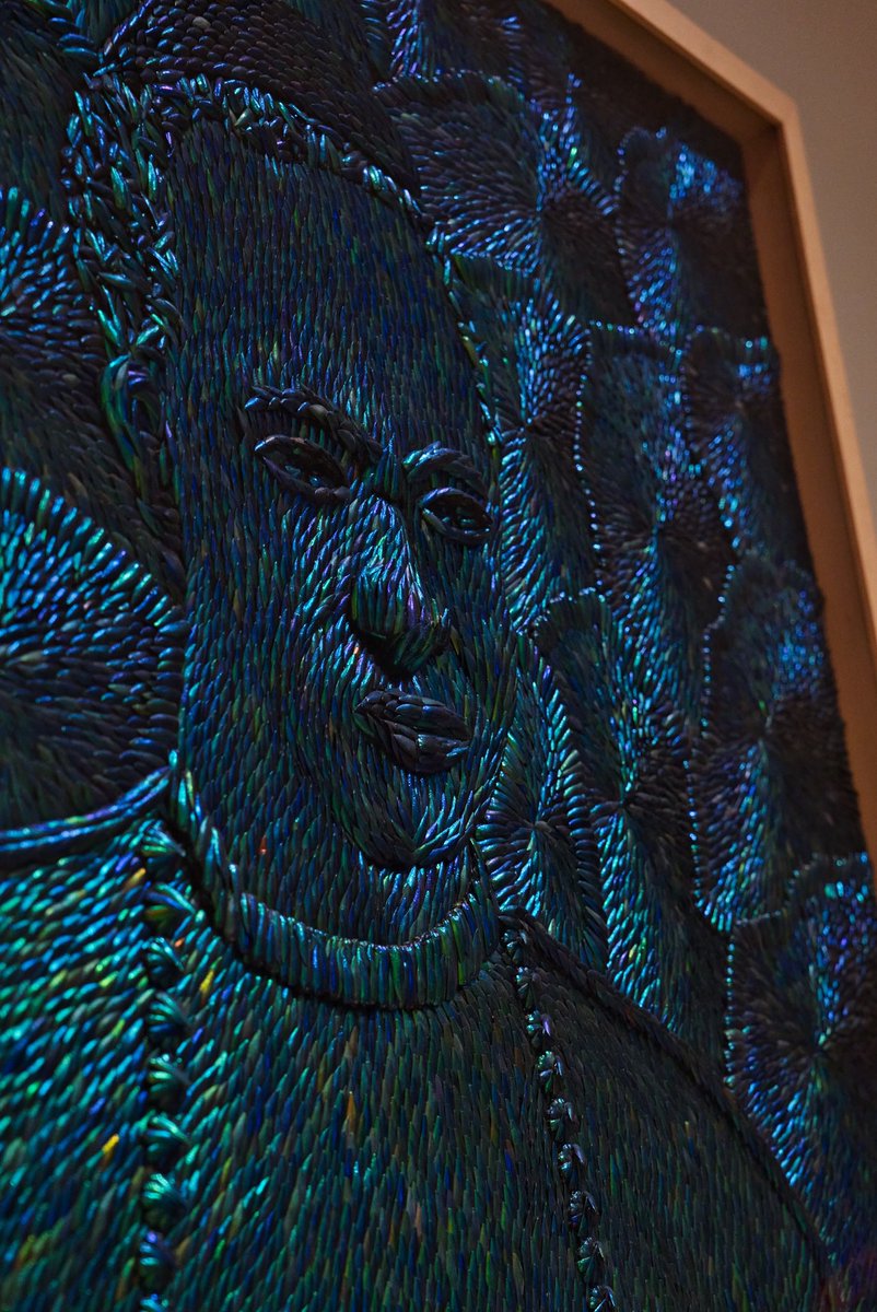 Philbrook's tweet image. A portrait made entirely of #beetles. Just one of the breathtaking works in TRADE &amp;amp; TRANSFORMATION. #nowonview 🪲