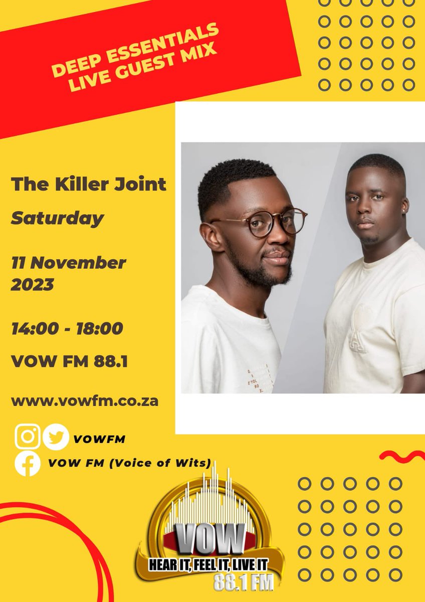 deepessentials1's tweet image. We have a live interview plus guestmix this Saturday @vowfm with @RealDjSonyce #TheKillerJoint #TshegofatsoEp
