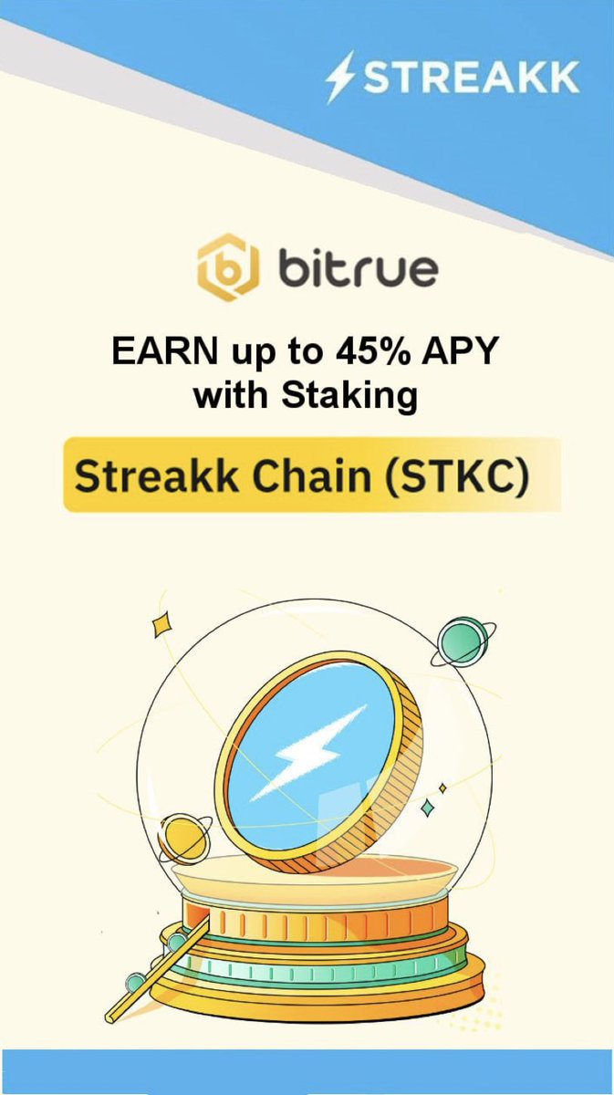 Streakk_United's tweet photo. 🔔Staking Pool on #Bitrue 🔔
Stake #STKC on Bitrue and watch your assets grow effortlessly 🔼
1️⃣ 15 days Lockup Period
2️⃣ 45% APY
3️⃣ High #Rewards
4️⃣ High Level of #Safety and #Security
5️⃣ User Friendly Interface
👉 Free registration: https://t.co/vOptS1B5P6
Let’s Earn 🔥 https://t.co/XLE0aKCb3i