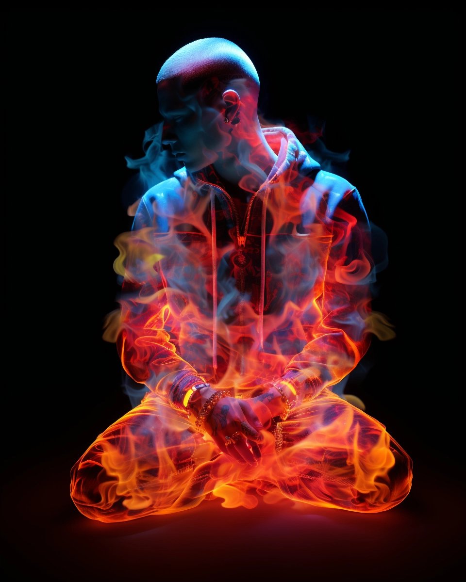 Embrace the fire within. Let your inner strength burn bright and guide your journey through the darkest nights. 🌟🔥 #InnerFlame #MeditationMagic #ZenFury #midjourneyart #digitalart