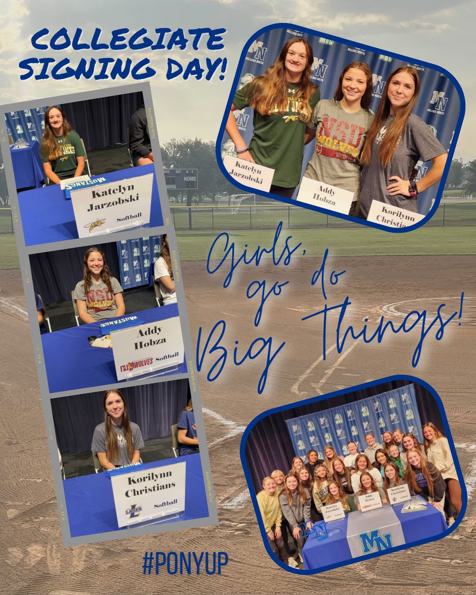 A BIG CONGRATULATIONS to our 2024 graduates &amp; signing their NLI’s today!!!! So happy for you all &amp; excited to see what your future has in store!
<a href="/kjarzobski/">Katelyn Jarzobski</a> - <a href="/BHSUSB/">Black Hills State Softball</a> 
<a href="/AddysonHobza/">Addyson Hobza</a> - <a href="/NSUWolves_SB/">NSU Softball🥎</a> 
<a href="/KChristians2024/">Kori</a> - <a href="/IALakesSB/">Iowa Lakes Softball</a>
