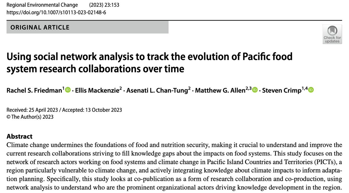 Rachel Friedman (@yummusings) on Twitter photo Hot off the press! Pacific food systems and climate change research collaborations over time using networks!  rdcu.be/dqC9q <a href="/StevenCrimp/">Steven Crimp</a> <a href="/ANU_ICEDS/">ANU Climate, Energy & Disaster Solutions</a> <a href="/SpringerNature/">Springer Nature</a> #SNA #OpenAccess Hot off the press! Pacific food systems and climate change research collaborations over time using networks!  rdcu.be/dqC9q <a href="/StevenCrimp/">Steven Crimp</a> <a href="/ANU_ICEDS/">ANU Climate, Energy & Disaster Solutions</a> <a href="/SpringerNature/">Springer Nature</a> #SNA #OpenAccess