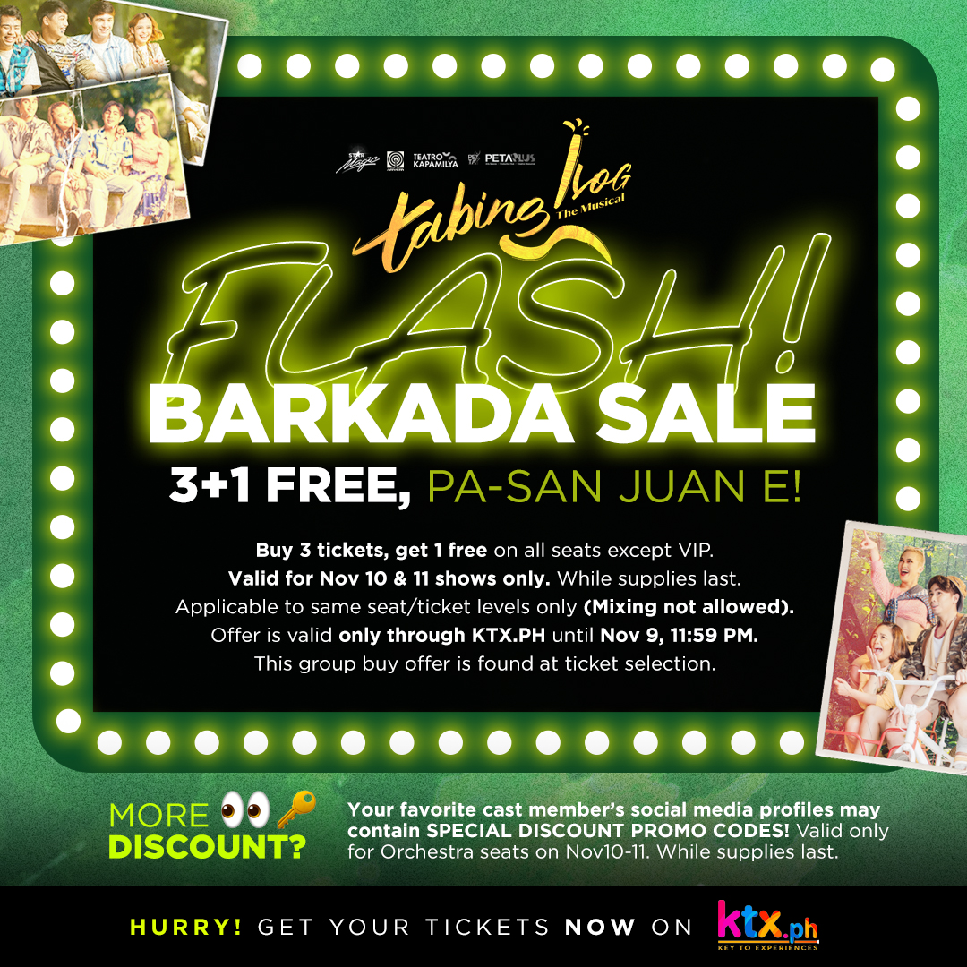 BINI_ph's tweet photo. #BINI : 🔥 Hatid ni BINI Eds ang isang hot deal for a hot pa-summer this November! 😎

Bago mag-islang Pantropiko, maki-tampisaw na rin sa #TabingIlogTheMusical, ngayong opening weekend na! https://t.co/JUavng5uvs