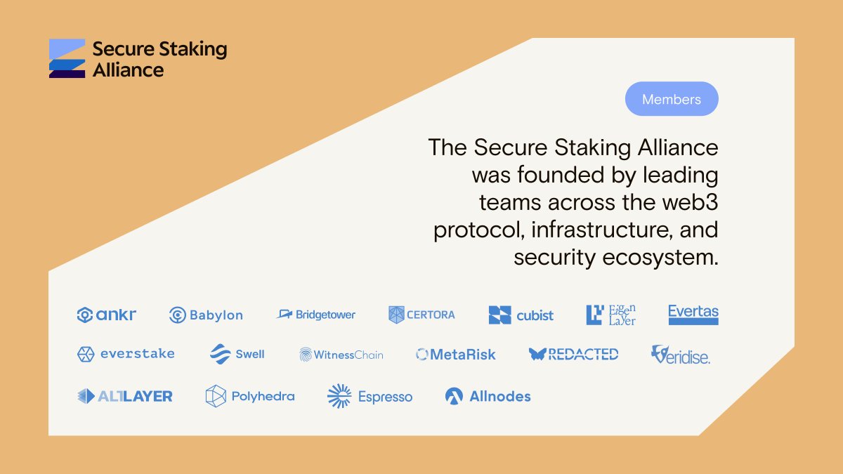 StakingSecurity's tweet photo. 👋Today the Secure Staking Alliance launches to make (re)staking more secure. We are collaborating on open standards and best practices for designing, building, and running secure validator infrastructure. Join us in shaping the future: https://t.co/ZYRCGBNSxG #SSA #SecureStaking https://t.co/ksDaGkSUIh