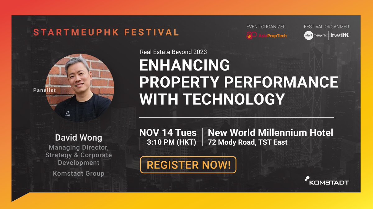 KomstadtSystems's tweet photo. Join an upcoming live event where our Managing Director, Strategy &amp; Corp Dev, David Wong will be participating as a panelist to discuss how #proptech can boost #realestate performance &amp; increase its market appeal. | Register here: https://t.co/gw10hamnm8 https://t.co/F3WSUXDV6z
