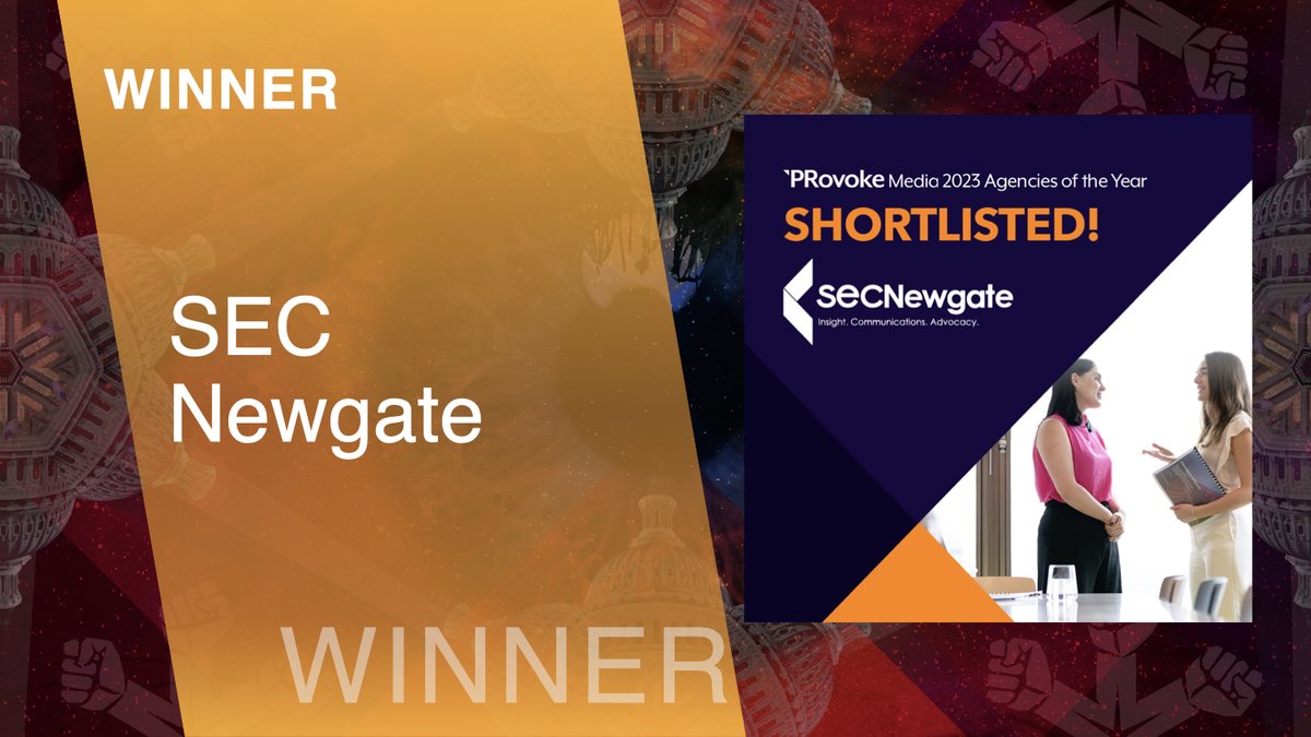 Provoke_News's tweet image. #GlobalSABRE Winner: Corporate/Public Affairs Agency of the Year:  @SECNewgateGroup