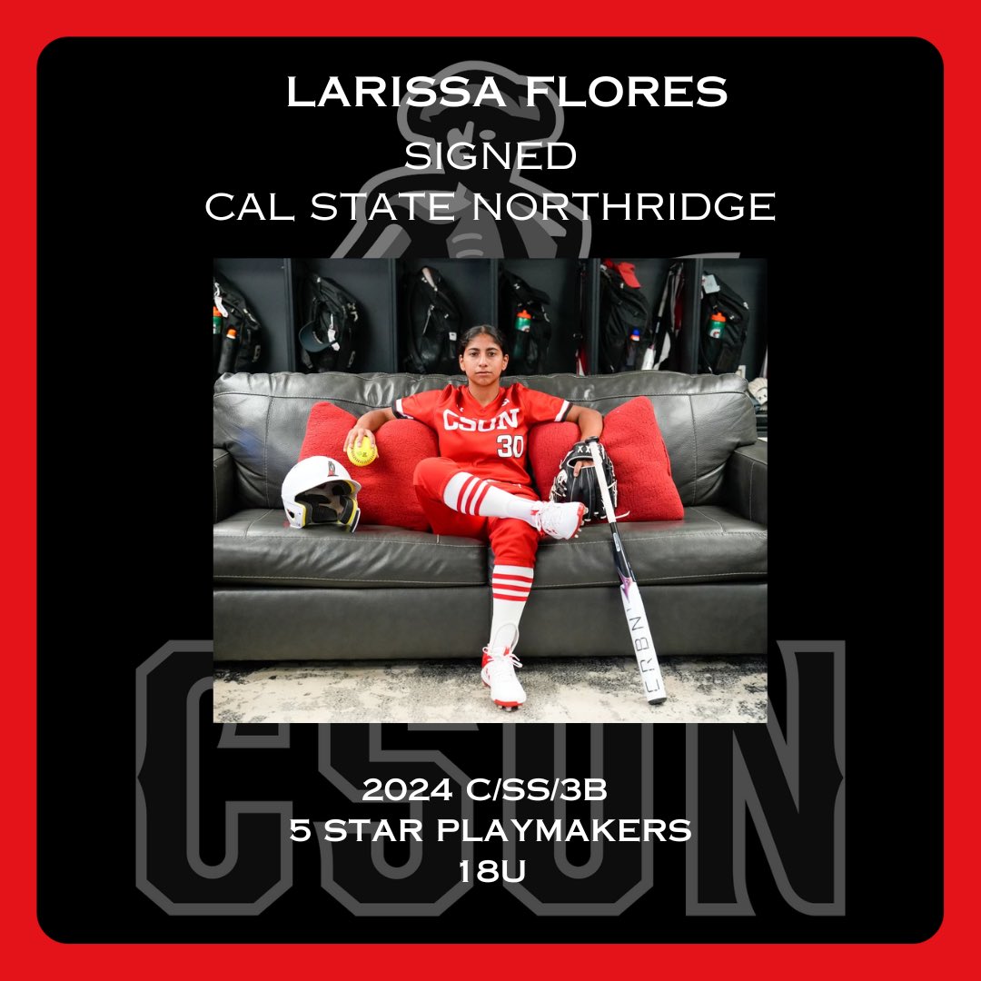 ‼️SIGNING ALERT 2024 LARISSA FLORES C/SS/3B to <a href="/CSUNSoftball/">CSUN Softball</a> CONGRATS!!! <a href="/los_Stuff/">Carlos Arias</a> <a href="/IHartFastpitch/">I❤️Fastpitch</a> <a href="/ExtraInningSB/">EXTRA INNING SOFTBALL</a> <a href="/LegacyLegendsS1/">Legacy & Legends Softball</a> <a href="/tagupSoftball/">tagup</a> <a href="/TopPreps/">TOP PREPS - Free Sports News, Videos & Information</a> <a href="/SBRRetweets/">Softball Recruiting Reposts</a> <a href="/coastrecruits/">Coast 2 Coast Recruits</a> <a href="/upnextrecruits/">Up Next Recruits</a> <a href="/FromThe815/">AllThingsSportz</a> <a href="/softballdown/">Down South Softball</a> <a href="/factsfastpitch/">Softball Showcase</a> @softballlove7 <a href="/SoSiofele/">5 Star PlayMakers Siofele / Mulipola</a> <a href="/CBerouty/">celeste de leon berouty</a>