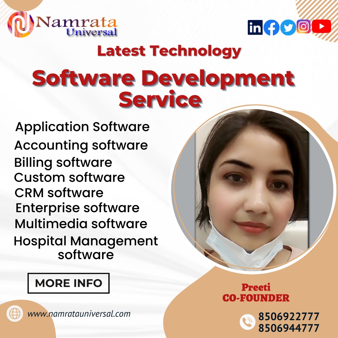 NamrataUniversal offers comprehensive software development services, leveraging cutting-edge technologies to deliver innovative solutions.  requirements.
#namratauniversal #softwaredevelopment #InnovationInTech #TechSolutions #CustomSoftware #TechnologyExperts #BusinessSolutions