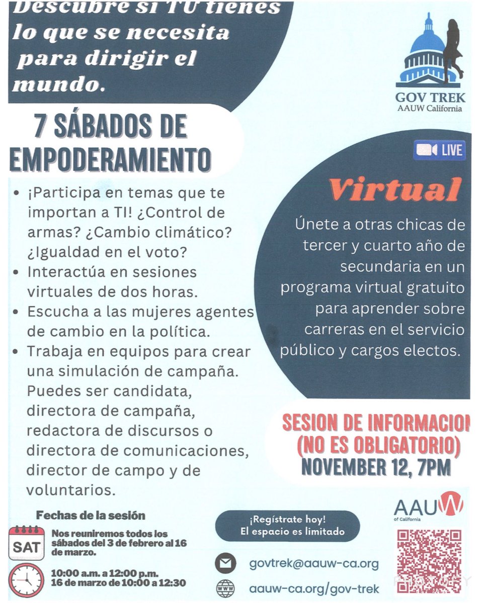 RMHSCareerLady's tweet photo. Gov Trek is a virtual program for high school junior &amp; senior girls. It is designed to elevate the next generation to pursue careers in public service and elected office. Sign up at https://t.co/zLNASv8lzW https://t.co/0i6F57R6p1