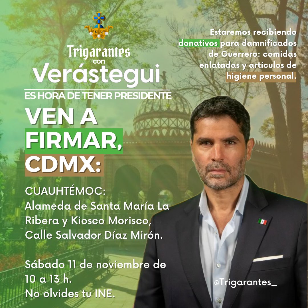 ESTA ES UNA SEÑAL... 🫵🏻

Este sábado 11 de noviembre en la Alameda de Santa María La Ribera de 10 a 13 h. Si estás leyendo esto es porque debes venir a firmar para que <a href="/EVerastegui/">Eduardo Verástegui</a> esté en las boletas.

Te esperamos, no olvides tu INE. 

#ContruyeMéxico 
#EsHoraDeTenerPresidente