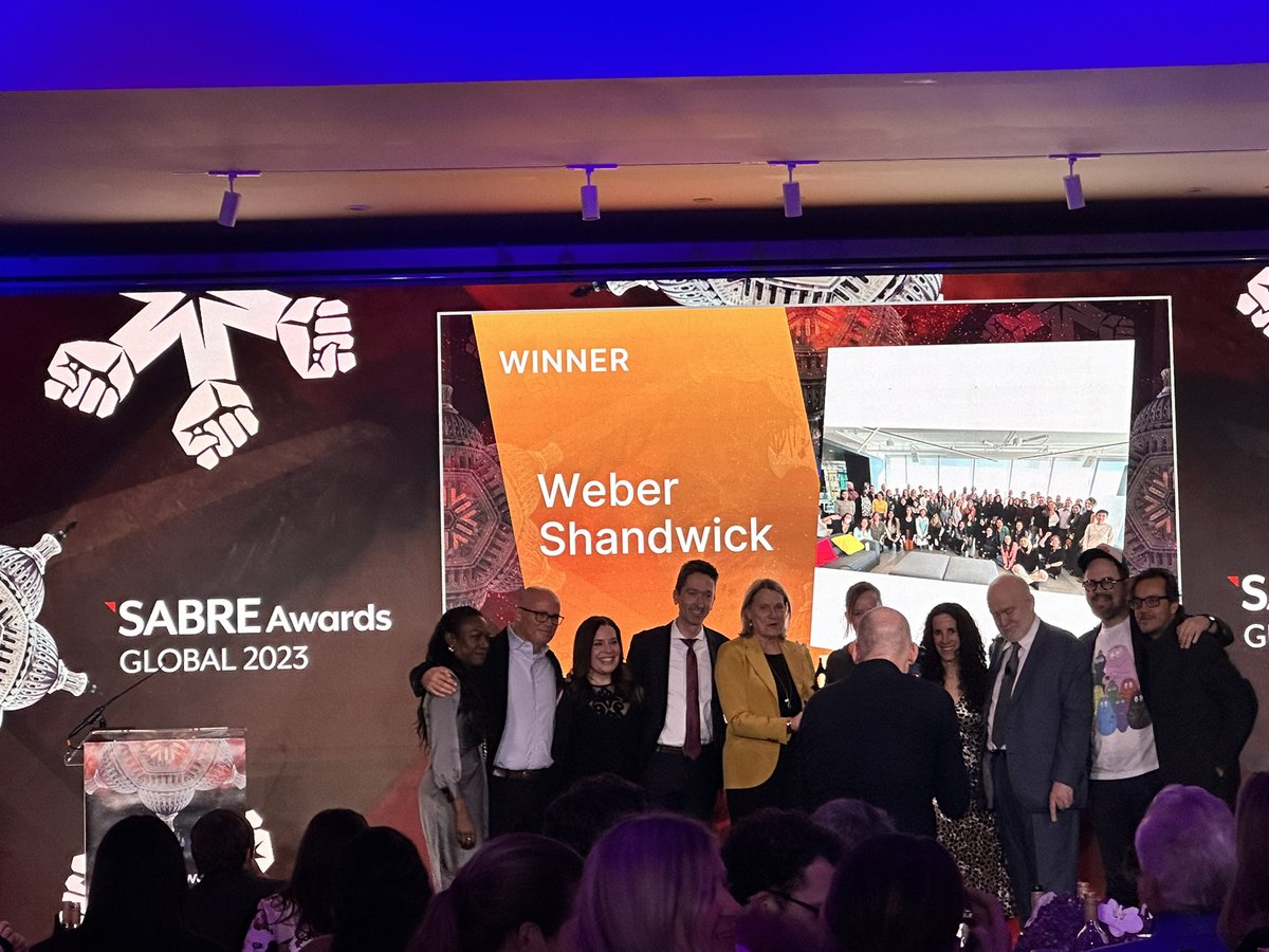ptrknwk's tweet image. Global Agency of the Year @WeberShandwick CONGRATS! #SABREawards
