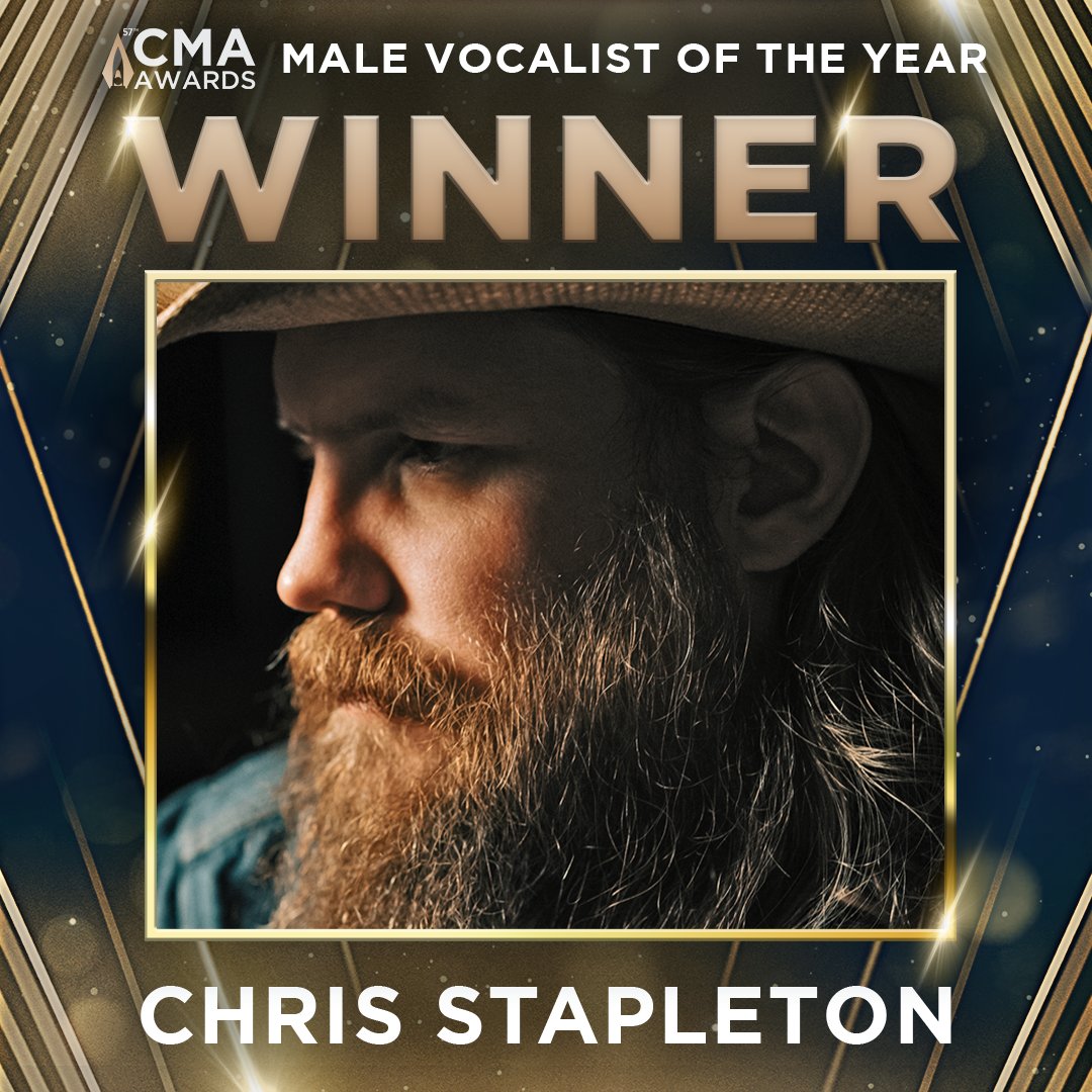 Congrats to our REIGNING winner, @ChrisStapleton, on winning #CMAawards Male Vocalist of the Year again! 🤩 This is his SEVENTH win in this category! 🙌