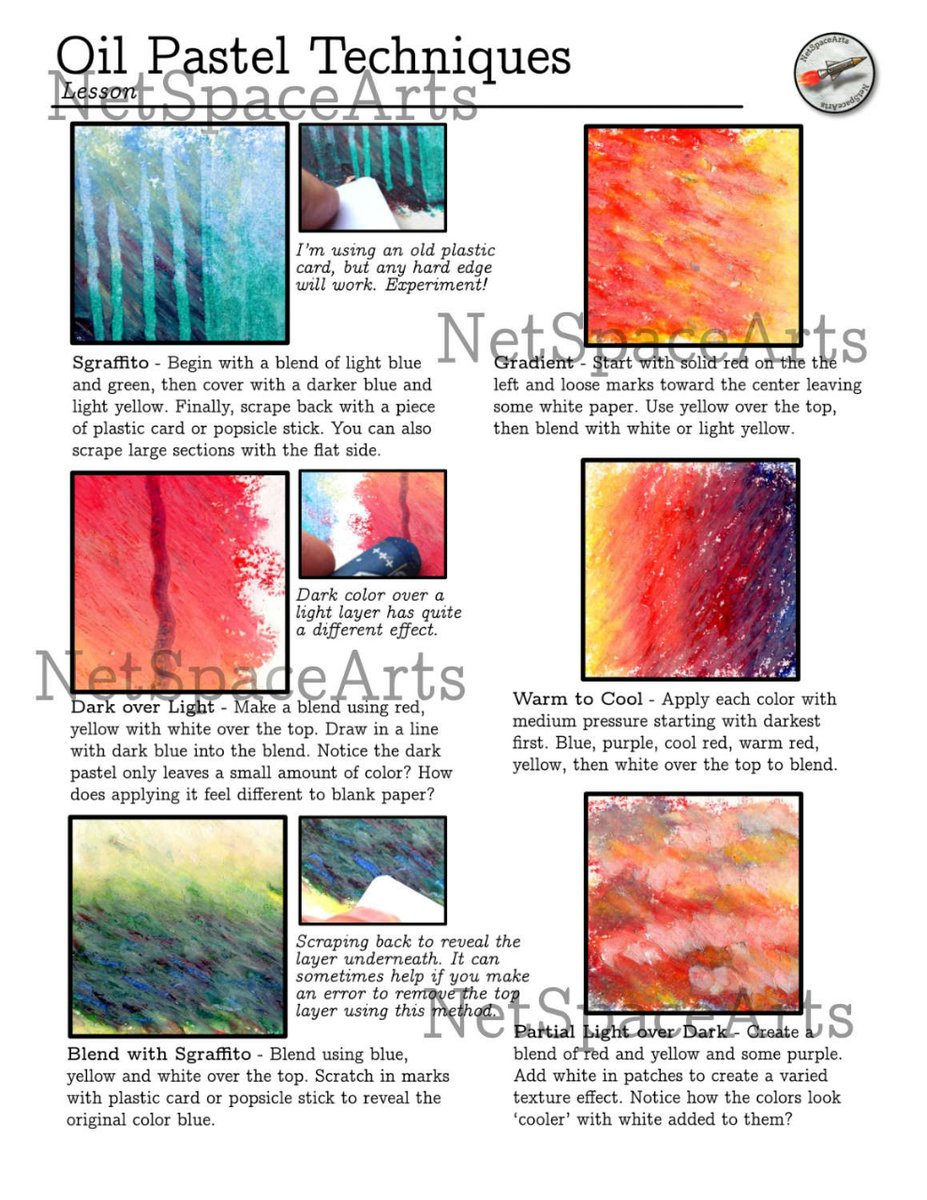 NetSpaceArts's tweet image. Part of the Monet Oil Pastel lesson breaks down some advanced oil pastel techniques. Layers that are revealed once a top layer is added and removed using scratching and scraping techniques for interesting results! Highly satisfying! 

#oilpastel #artideas #drawingtips #artlesson