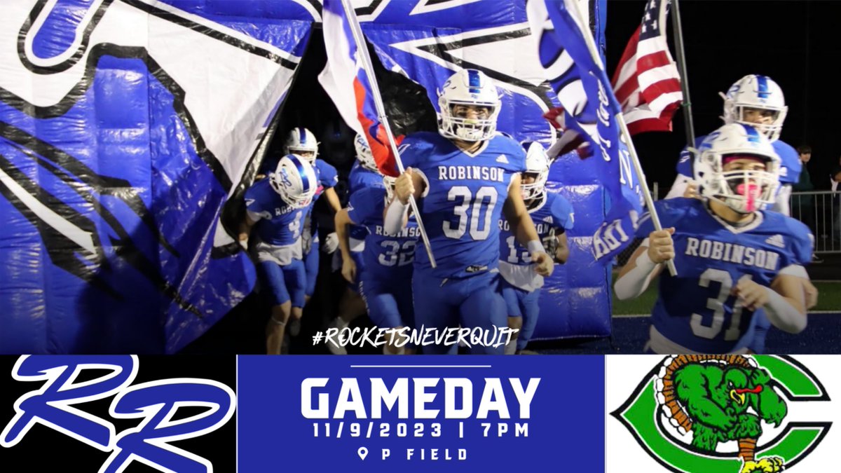 Robinson Rockets Football Bi-District Playoffs
vs the Cuero Gobblers

7PM at The P Field
Pflugerville, TX

#RNQ