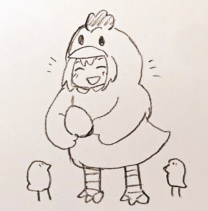 ニワトリのコスプレの絵 