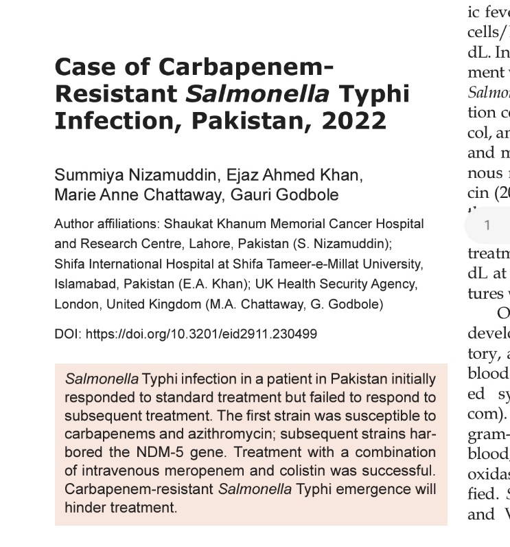 Our case report just got published in the EID. 
wwwnc.cdc.gov/eid/article/29…

#Fortheloveofmicrobiology #clinicalmicrobiology
 #mmidsp #microrounds #IDpath #ASMClinMicro
#MicroTwitter #WomenInSTEM #WomeninMicrobiology #STEM #medtwitter #ClinMicro #microbiologypakistan #PathBugs