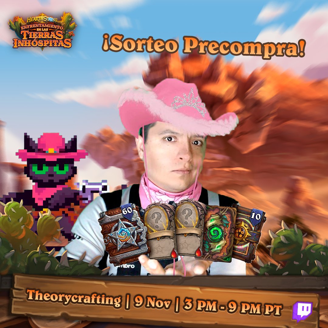 elgatoradio's tweet photo. ¡Gana una Precompra gracias a @PlayHSLATAM!🤠

De la Nueva Expansión de #Hearthstone 

¡Enfrentamiento en las Tierras Inhóspitas!🌵

Para participar solo necesitas:

-♥ y🔁
-Sígueme en @elgatoradio 
-Sígueme en https://t.co/QMR78Mj3Iw
-Menciona un amigo

Mañana lo sortearemos👇 https://t.co/KAMLwBpKik