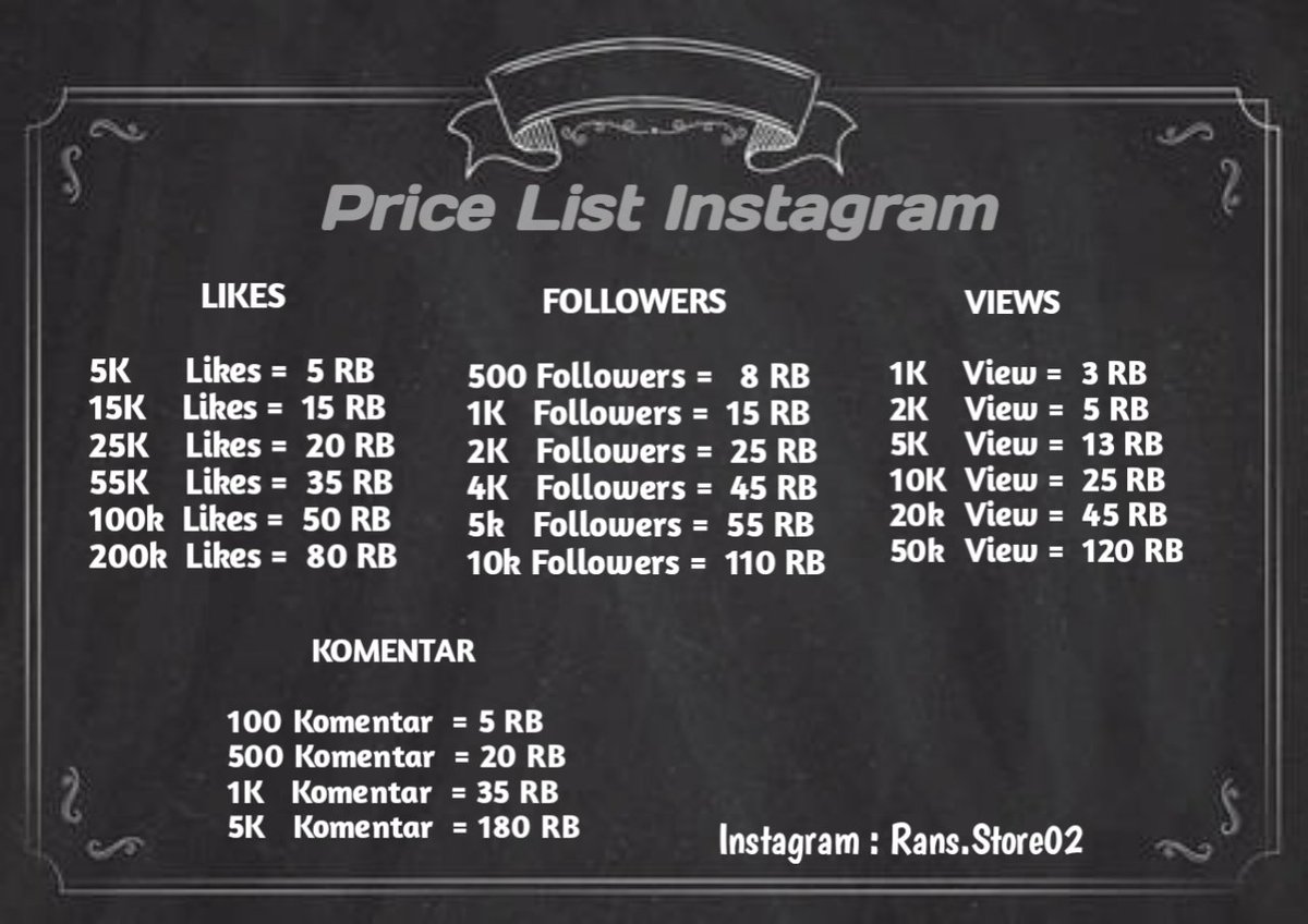 Assalamualaikum Sahabat Sosmed 😍
Kali Ini Aku Sudah Merilis List Harga Terbaru Suntik Followers Lho 🤩

Pemesanan Bisa DM langsung Ya Kak 😆 
Atau Via WhatsApp 088973313082
#RansStore02
📌Cukup link/ username
📌No Password
📌Akun aman
📌Privasi 100% terjamin
📌Amanah