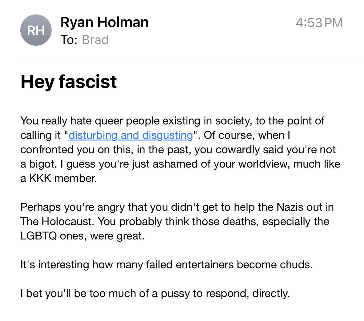 Hi again Ryan Holman! Thanks for another funny email, it’s been a while. Yes, the tweet you’re referring to was in regards to @libsoftiktok holding a mirror up to the most disturbing and disgusting parts of society and how the left can’t handle looking at themselves. You didn’t…