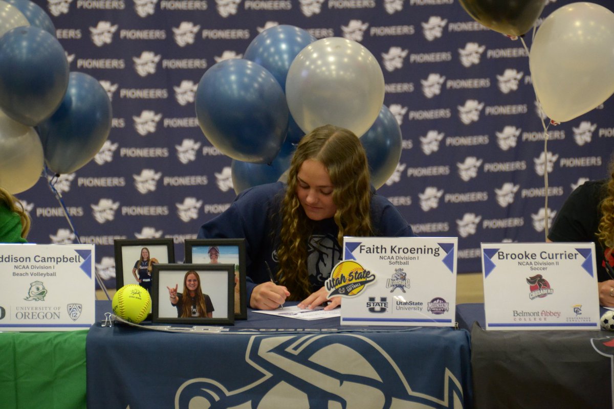 FaithKroening's tweet photo. It's officially official! I have signed my National Letter of Intent and am very excited to be an Aggie next year!! #AggiesAllTheWay @USUSoftball https://t.co/KY23qjeKvB