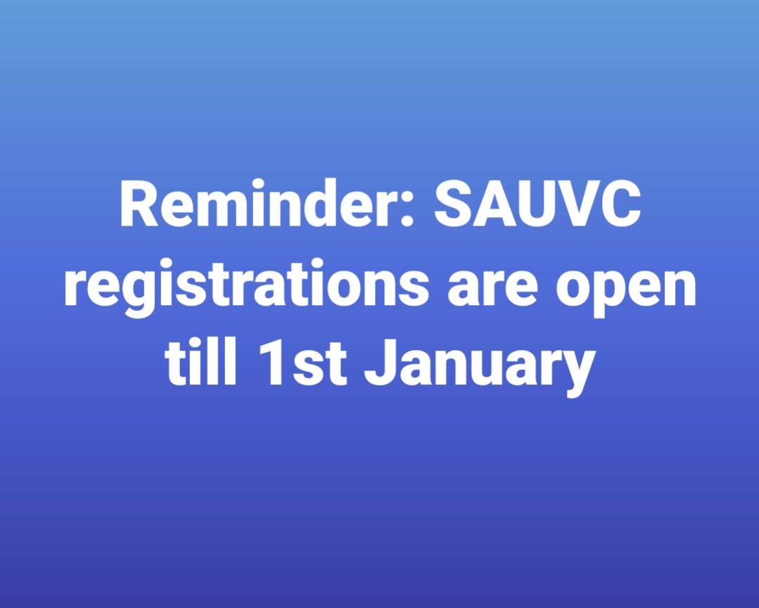 Reminder: SAUVC registrations are open till 1st January. Registered teams, submit videos of your AUV by 7th January for the video submission round. Check  sauvc.org/rulebook/#vide… for rules