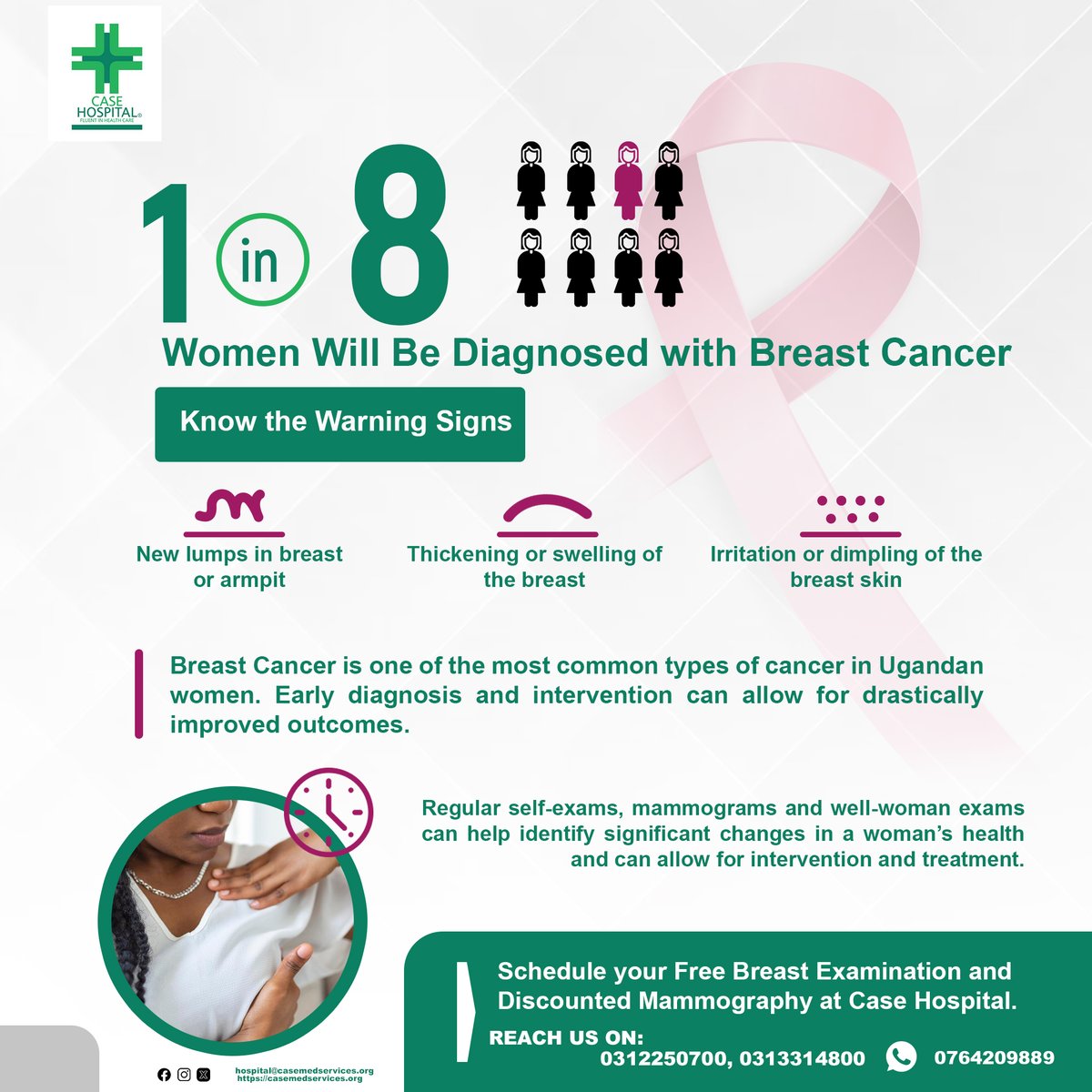 🎗️ Ladies, let's prioritize our health! Join us at Case Hospital for a FREE breast examination. Early detection saves lives, so let's take a proactive step towards breast health together. Spread the word, bring a friend, and let's support each other!  #BreastHealth