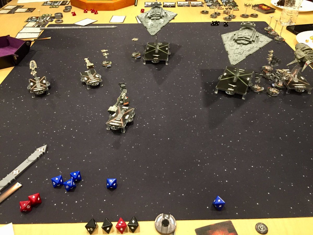 the2halfsquads's tweet photo. Some more Armada mixed into our #SWRPG game. We get the pirates to lift a blockade and reinforcements arrive. #starwars #fantasyflight #ttrpg #miniaturegames https://t.co/v00JCmDtrG