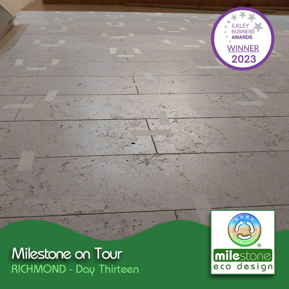EcoKitchens's tweet photo. It's been another day of flooring in Richmond. 
#milestoneecokitchens #kitchensofrecycledcontent #kitchendesign #ecofriendlyproducts #sustainableliving #ourplanetsaysthankyou #ilkleybusiness #ecobusinessoftheyear2023 #flyingtheflagforilkley https://t.co/IWVhYYUdoJ