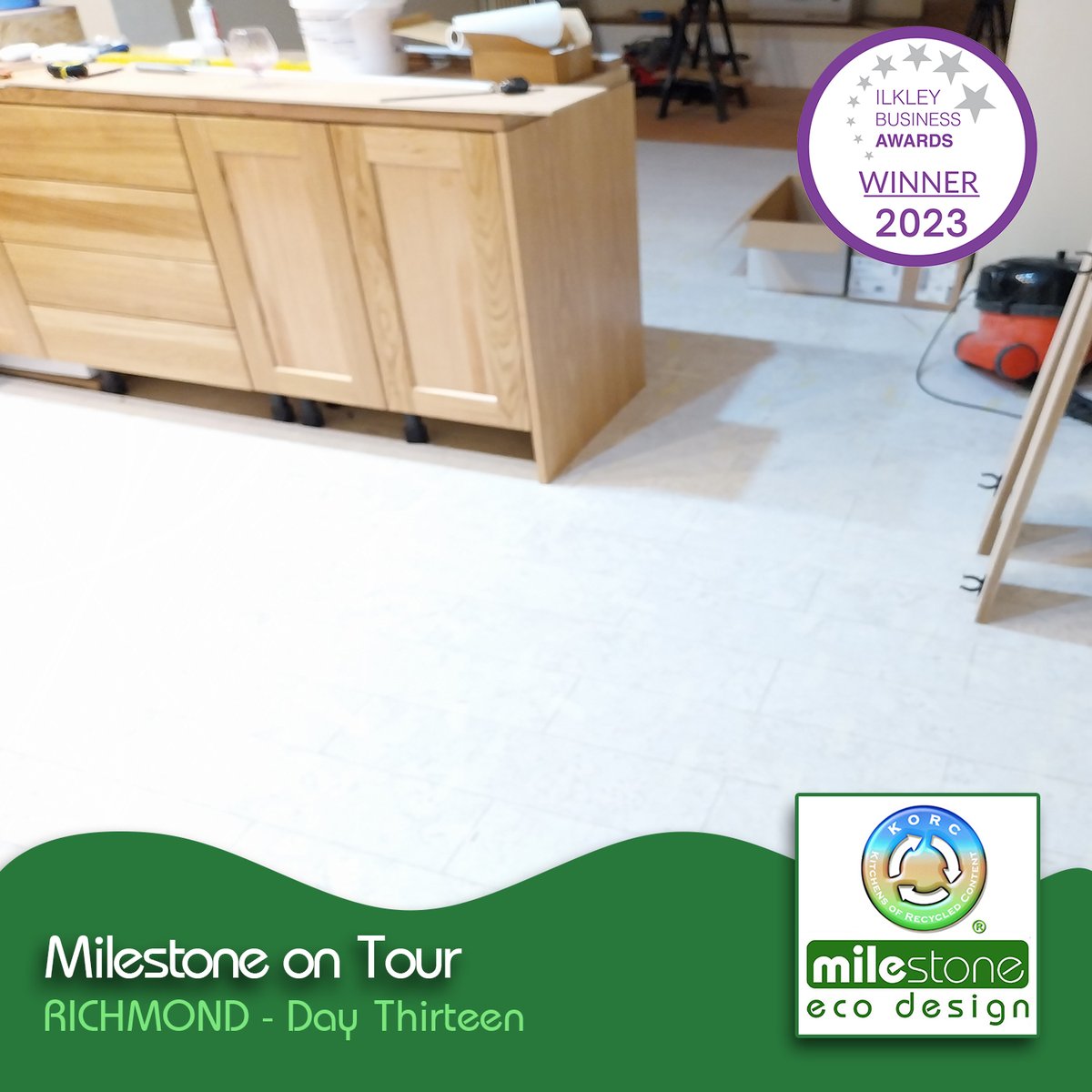 EcoKitchens's tweet photo. It's been another day of flooring in Richmond. 
#milestoneecokitchens #kitchensofrecycledcontent #kitchendesign #ecofriendlyproducts #sustainableliving #ourplanetsaysthankyou #ilkleybusiness #ecobusinessoftheyear2023 #flyingtheflagforilkley https://t.co/IWVhYYUdoJ