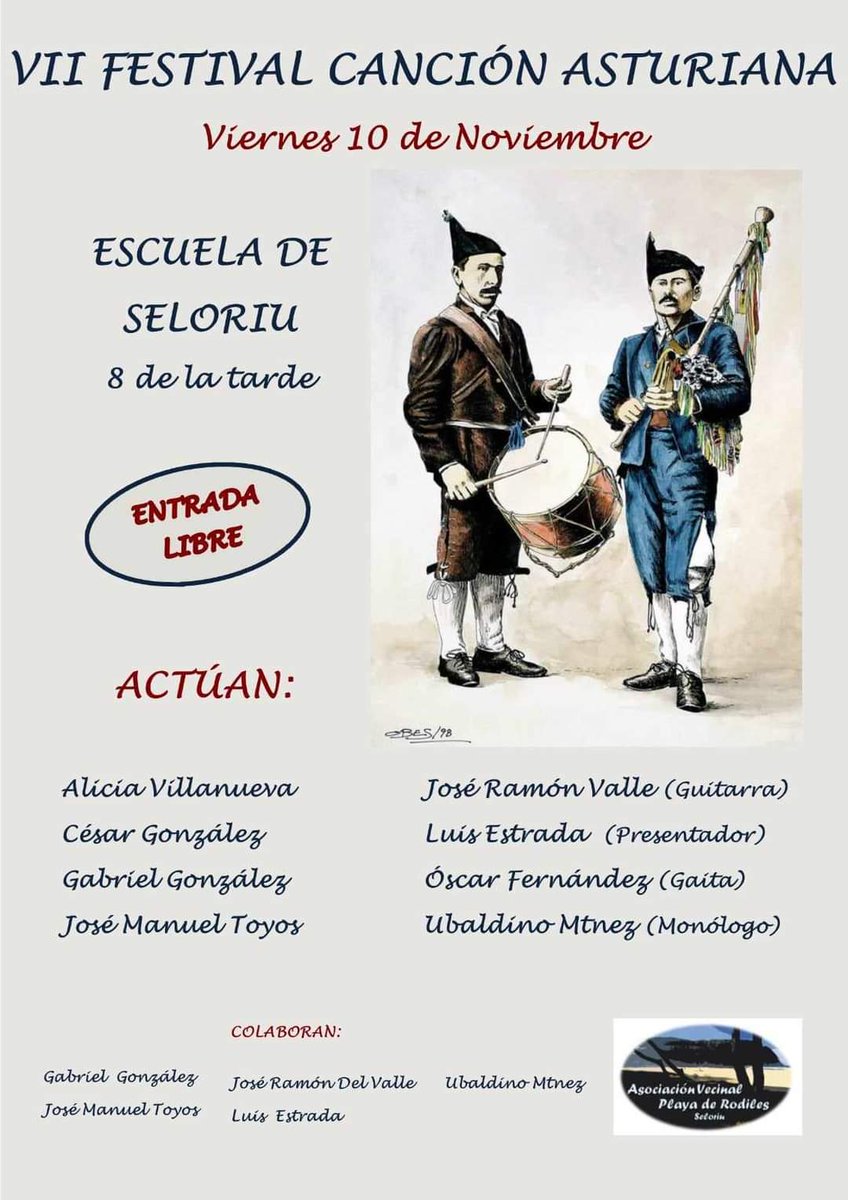 En #Seloriu este viernes 🎶VII Festival Canción Asturiana 
⌚️ 20.00 h.
📍  Escuela de Seloriu
💸Entrada libre
#Villaviciosa #ComarcadelaSidra #Asturias