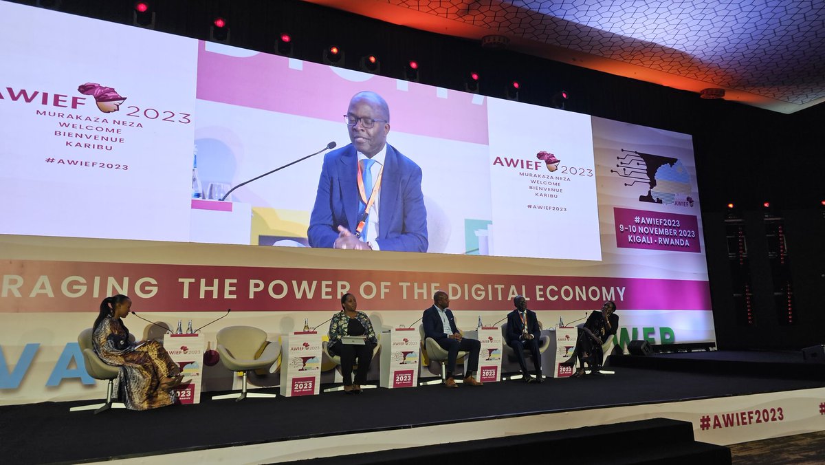 ireneochem's tweet photo. Happening Now! #AWIEF2023, #Kigali Our High-Level Opening Panel - Accelerating Africa's Digital Transformation: Achieving the #SDGs with @Agnes_Kalibata @awieforum https://t.co/oALaWBBhu0
