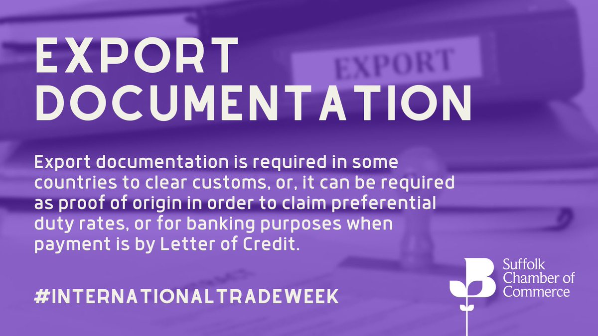 Master Export Documentation for Smooth International Trade!🌍📄 
Find out more about the Chamber's International Trade Support  suffolkchamber.co.uk/international-…
#ExportingMadeEasy #SuffolkBusiness #ITW2023 #TradeWeek #SoldToTheWorld #TradeWeek