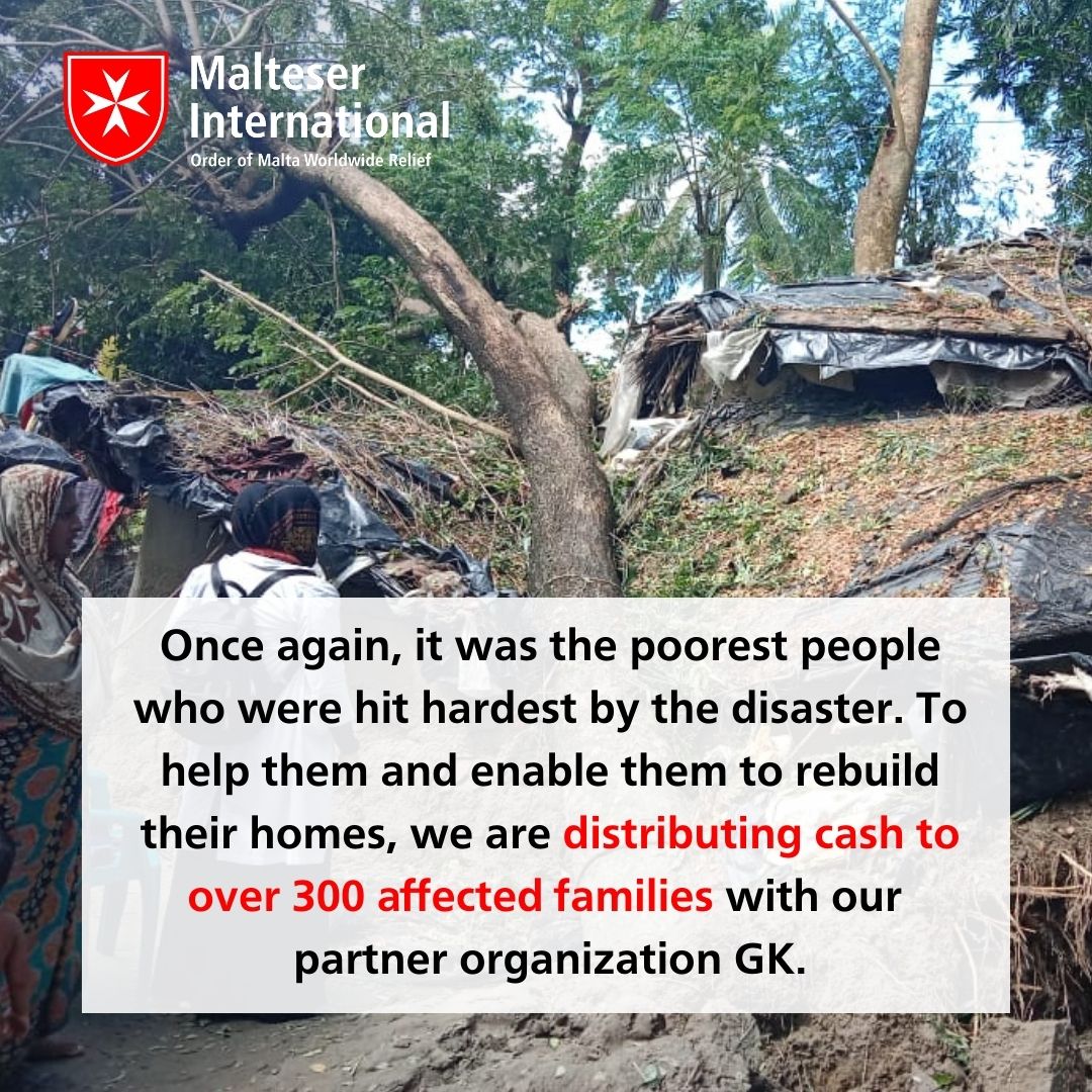MalteserInt's tweet photo. In October, #CycloneHamoon hit #Bangladesh. Many people lost their homes, their possessions and their livestock. To help them and enable them to rebuild their homes, we are distributing cash to over 300 affected families with our partner @gksavarHQ thanks to @AA_stabilisiert. https://t.co/Vn2BRVYzAt