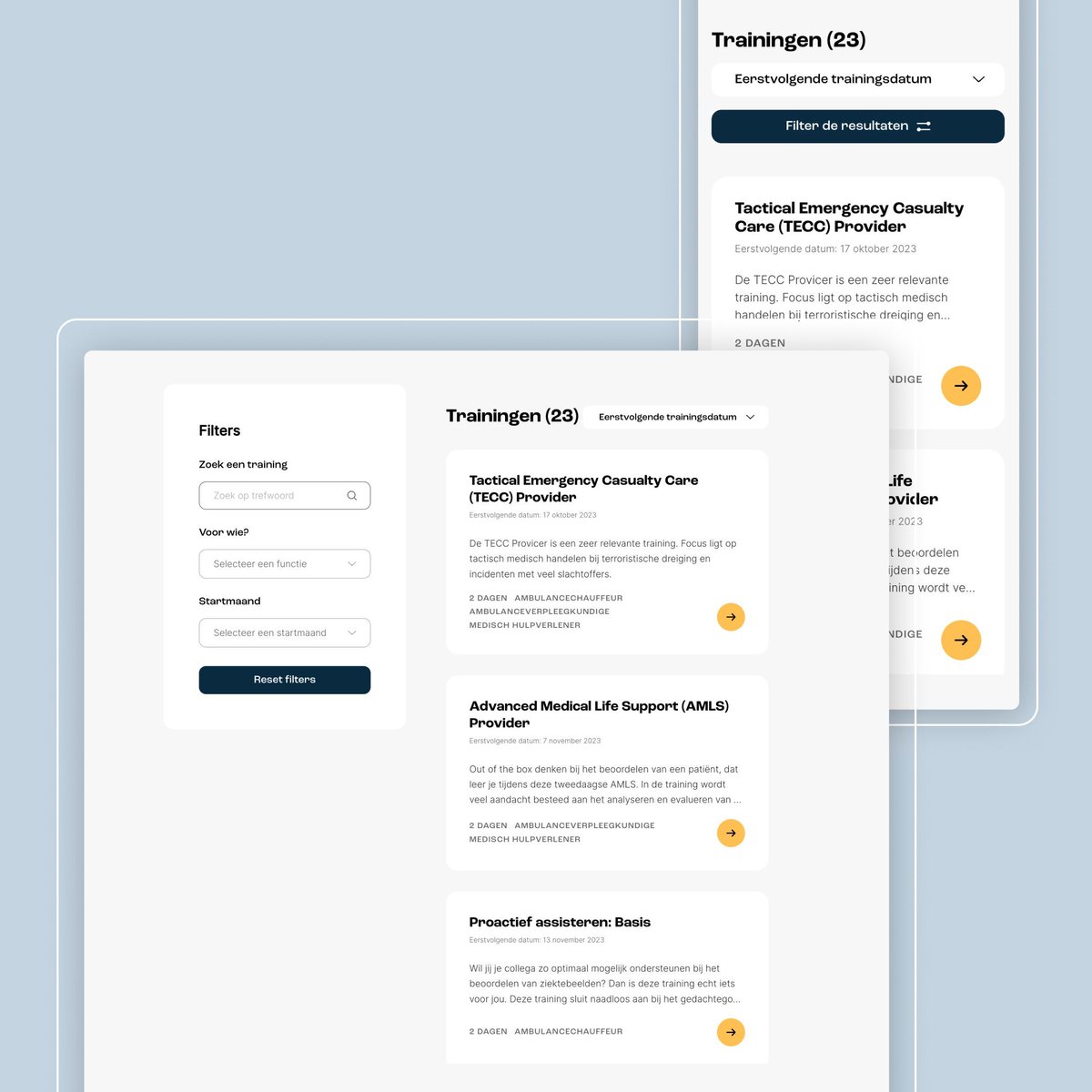 studio_sept's tweet photo. Een nieuwe website voor Academie voor Ambulancezorg! 🚑 

Dit landelijk opleidingsinstituut voor ambulanceprofessionals klopte bij ons aan voor een herziening van de digitale propositie, wat heeft geleid tot een herkenbare, frisse website. 

🔗 https://t.co/CJfTkErIMc. https://t.co/sLIz16HGBe