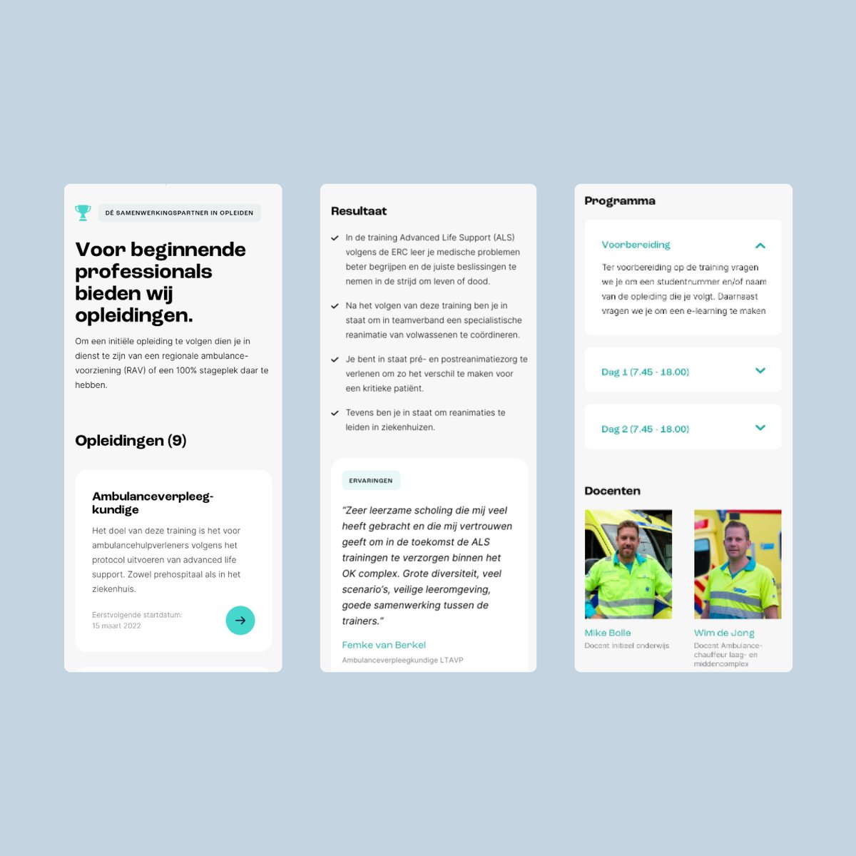 studio_sept's tweet photo. Een nieuwe website voor Academie voor Ambulancezorg! 🚑 

Dit landelijk opleidingsinstituut voor ambulanceprofessionals klopte bij ons aan voor een herziening van de digitale propositie, wat heeft geleid tot een herkenbare, frisse website. 

🔗 https://t.co/CJfTkErIMc. https://t.co/sLIz16HGBe