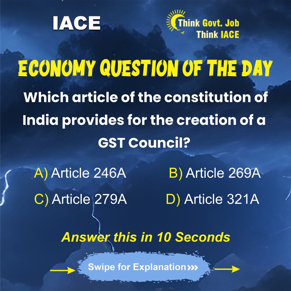 Hyd_IACE's tweet image. IACE Economy Question: What&apos;s the significance of articles in economic policies? Swipe left for the breakdown! 📈💡 #IACEEconomyInsights #ArticleAnalysis #EconQuestions #SwipeForAnswers #India #articles #constitution #gstcouncil #article279a #iace #govtjobs #govt #govtexams