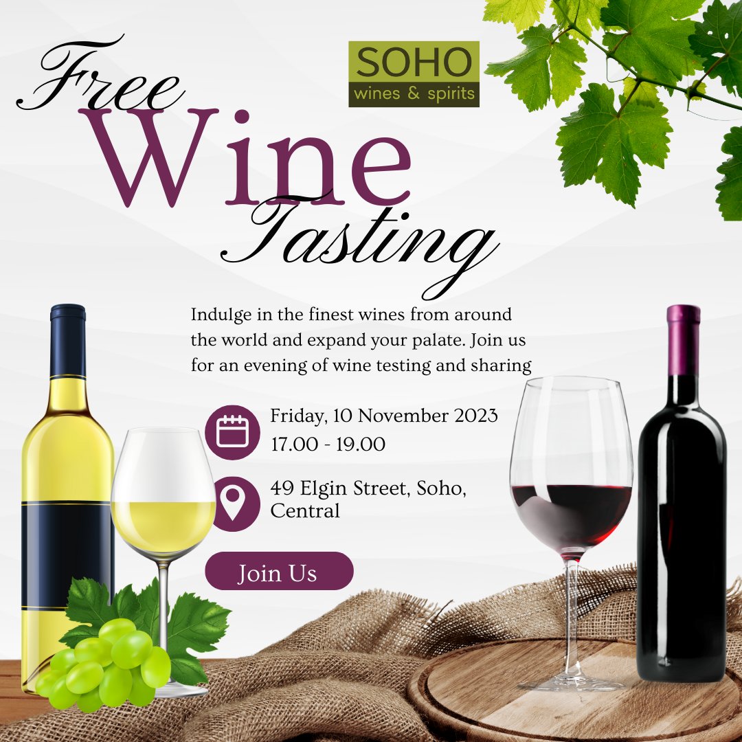 Tomorrow evening we will have a free wine tasting at our shop, come and join us from 5pm - 7pm. See you!

#soho #sohowines #winetasting